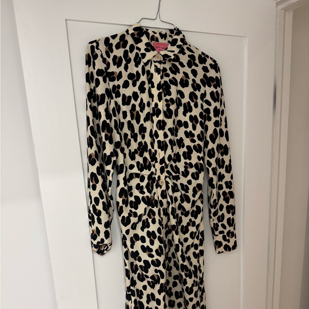 kate spade Cream and Black Leopard Print Long Sleeve Jacket/Coat